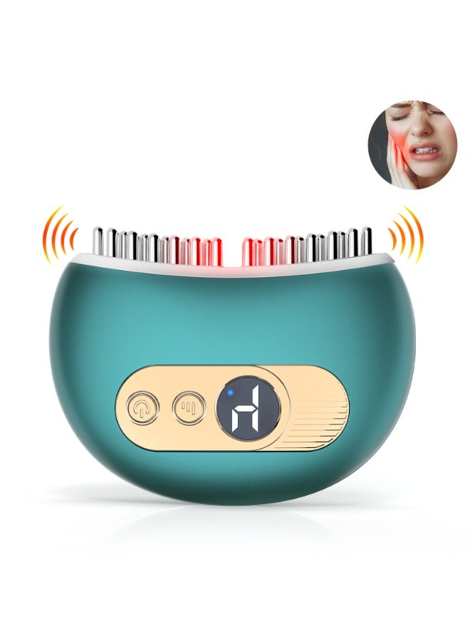 آيسيلي منتجات تخفيف آلام مفصل الفك والفك، جهاز تدليك 3 في 1 لتخفيف آلام الفك والرقبة، مزود بخاصية الاهتزاز والتدفئة ووضع بلس، تصميم مريح متعدد الإبر لتخفيف آلام الفك والرقبة، وتخفيف صرير الأسنان والضغط عليها، لون أخضر - Image 1